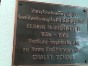 Plaque to Elinor Brent-Dyer in Library in Information Centre at Pachenau, Austria.